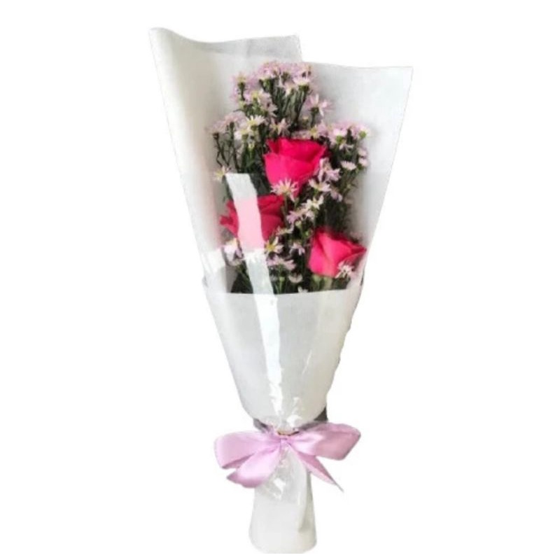 Buket Bunga Asli Mawar Buket Mawar Surabaya 3 tangkai Fresh Flower Bunga Wisuda Valentine