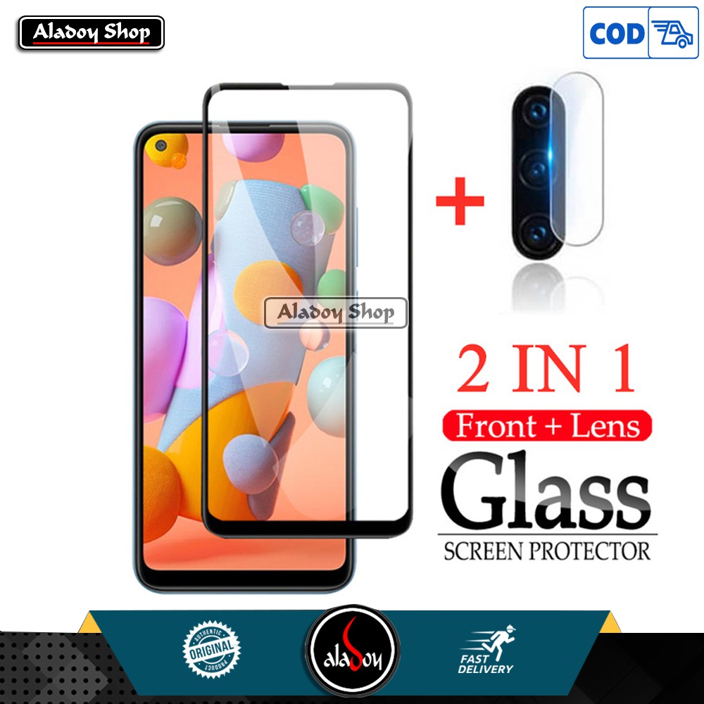 PAKET Tempered Glass Layar Samsung A11 Screen Protector Antigores Kaca + Tempered Glass Camera Lens