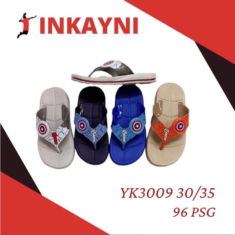 YK3009 Sandal Jepit Anak Laki Laki Cowok Motif Avengers Merek Inkayni Ukuran 30-35