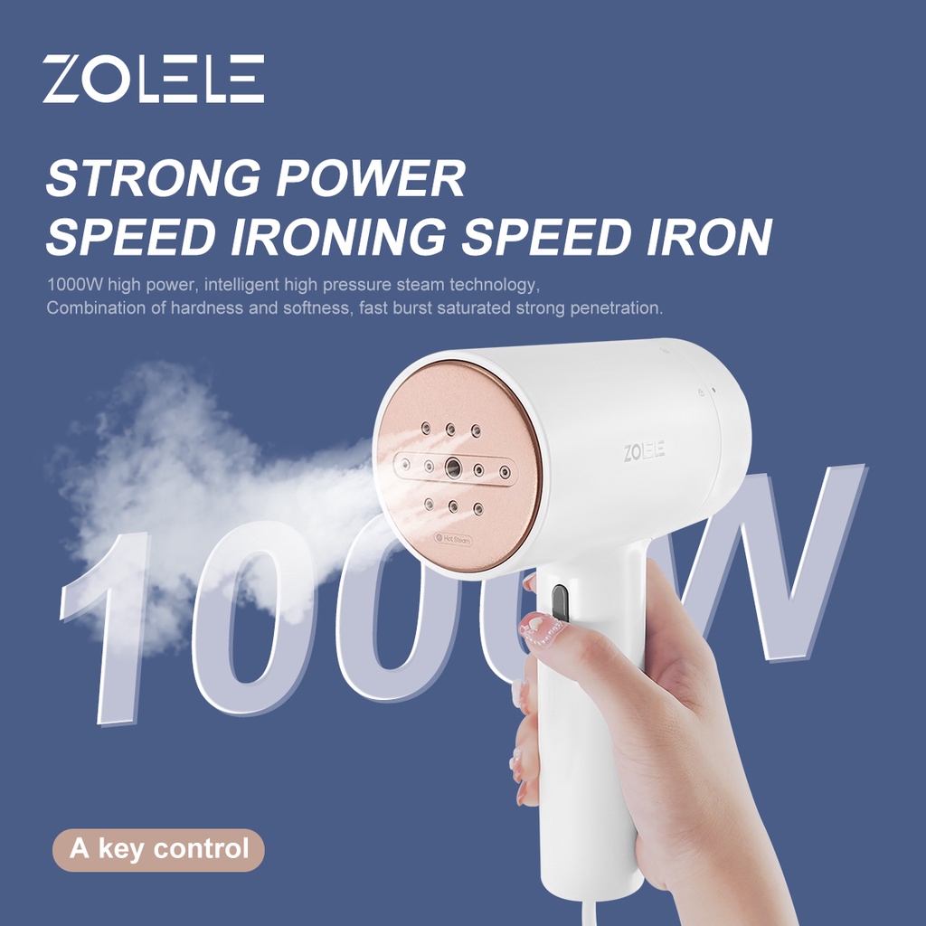 ZOLELE Setrika Uap Portable Genggam Steamer Iron Laundry Elektrik Iron Listrik Mini Rumah Penghapusan Garment Setrika Datar Pakaian Generator Handy Low Watt Selang Setrika Baju Brush Tangga Travel  Penghapusan ZG101