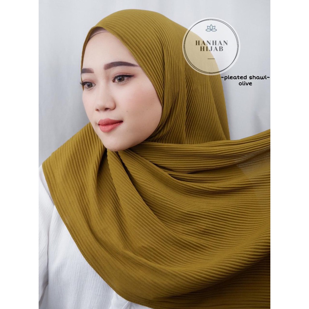PLEATED SHAWL / PASHMINA FULL PLISKET-Olive
