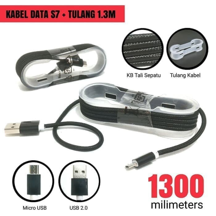 Kabel Data SAMSUNG S7 / V815 + Tulang 1,3Meter Kabel Charger 1 Meter   Grosir