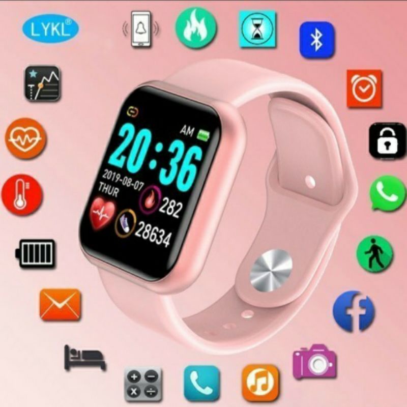 JAM TANGAN WANITA ORIGINAL SMARTWATCH Y68 ANTI AIR PUTIH