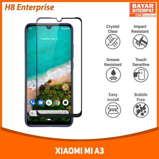 Tempered Glass 9D For Xiaomi Mi A3 Tempered Glass Full Layar Full Cover Full Glue