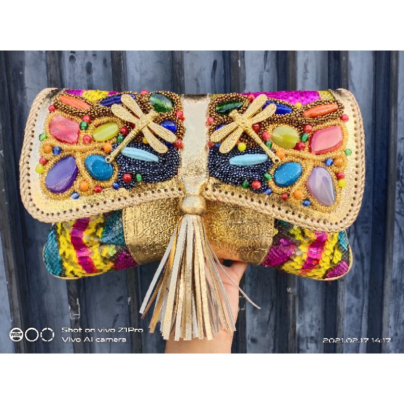 Clutch Kulit Ular asliMurah Tas Tangan Wanita Pesta Elegant