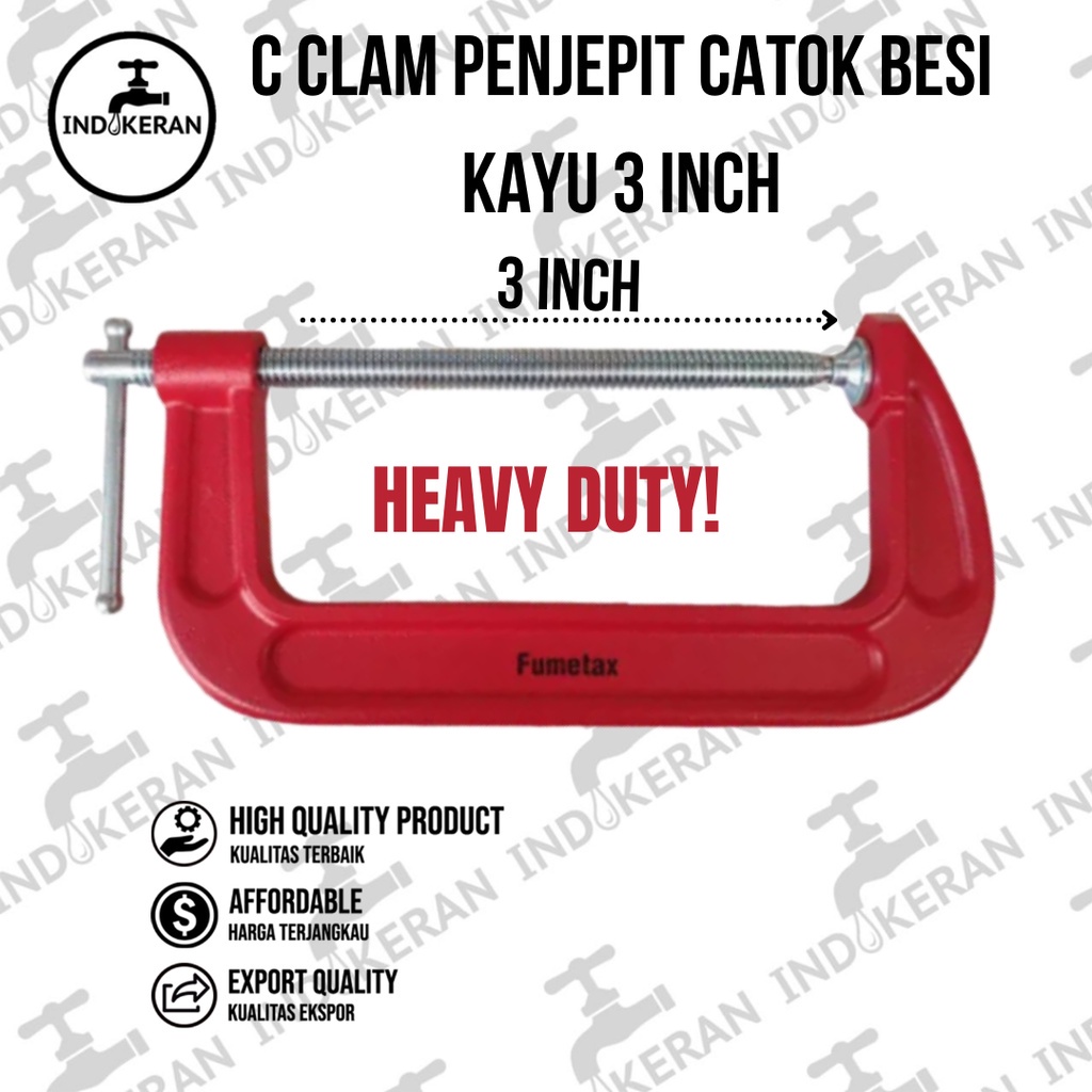 INDOKERAN - C Clamp / Klem C Penjepit Catok Besi Kayu - 3 Inch