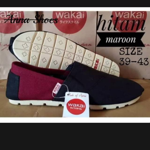 Slip-on pria dan wanita/slipon Wkai unisex Hitam Maron