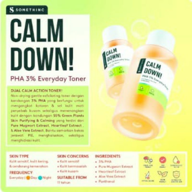 (FULLSIZE) SOMETHINC Calm Down! PHA 3% Everyday Toner Skinpair R-Cover Ampoule