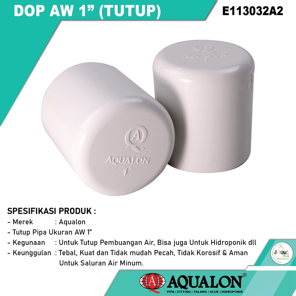 DOP / CAP PIPA PVC 1" INCH WARNA PUTIH - AQUALON