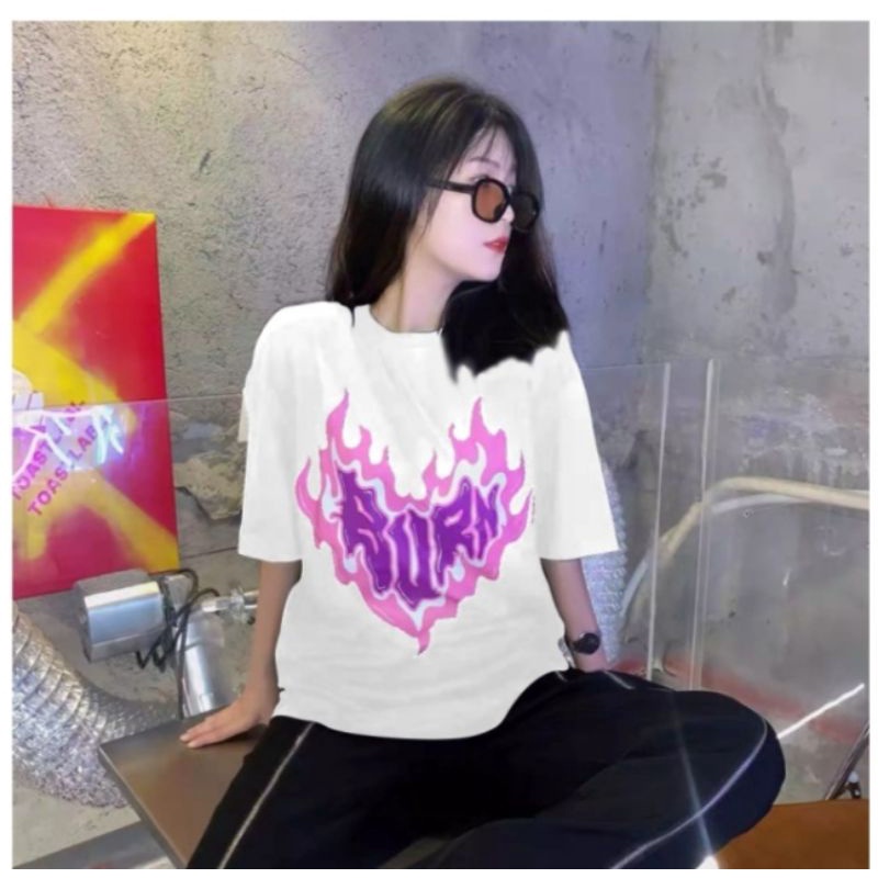 kaos Wanita Oversize Burn Love