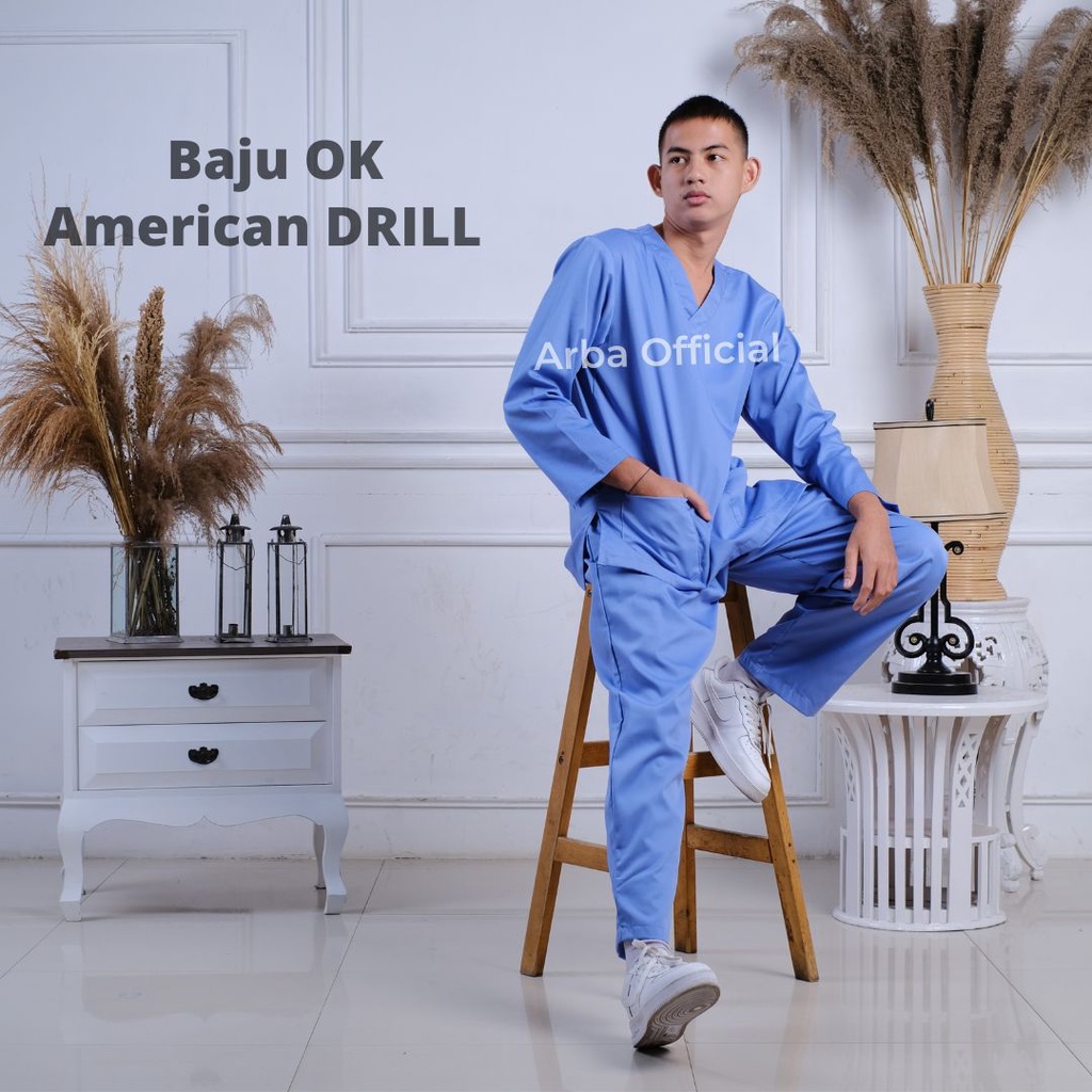 Baju OK OKA Lengan Panjang  Dokter Petugas medis Perawat Jaga PREMIUM DRILL