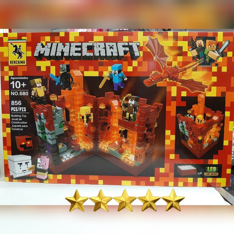 BRICKS LEGO MINECRAFT MY WORLD 680 MISTERY CASTLE 856 PCS LED NYALA