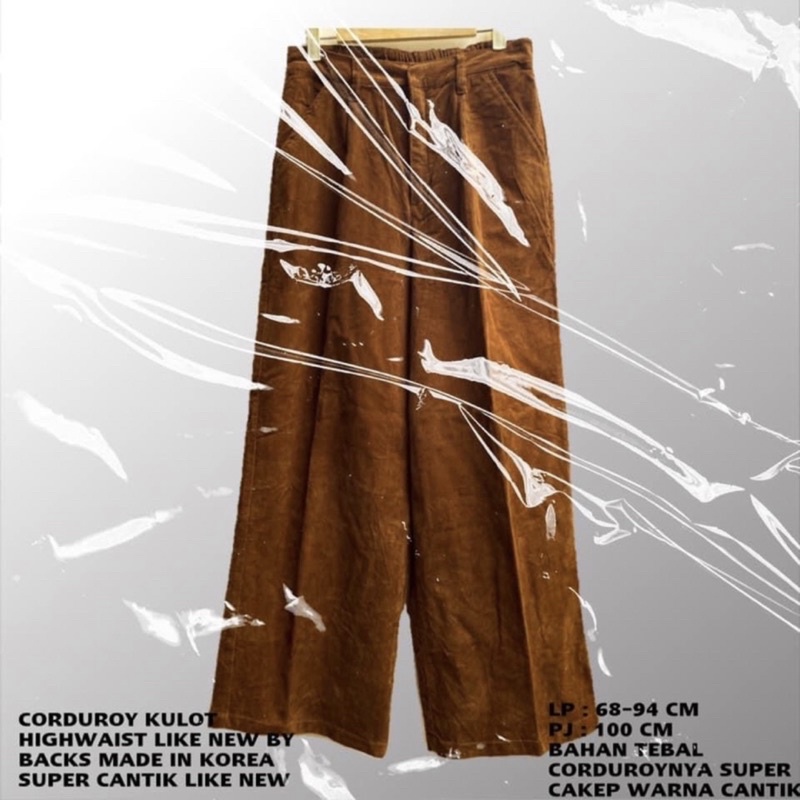 BACK ORIGINAL/PREMIUM CORDUROY KULOT/BROWN CORDUROY/HIGHWAIST KULOT CORDUROY/CHOCO CORDUROY/KOREAN K