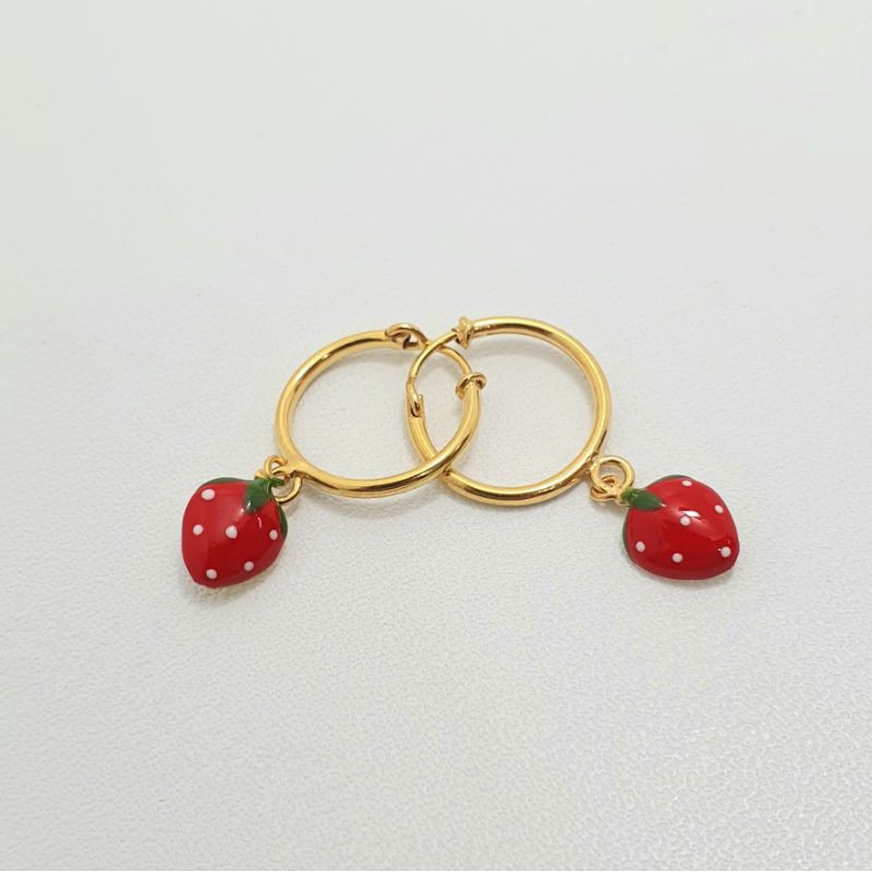 Anting Ring Anak Emas Muda Strawberry 1/2 Gram