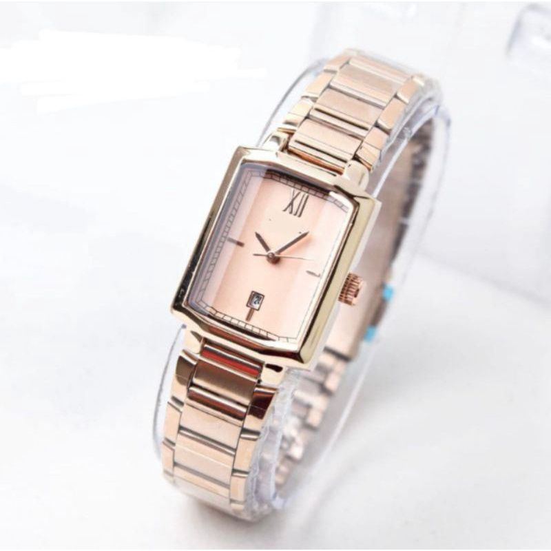 (Grosir)Jam Tangan Wanita Fashion F22il Kota Jarum Strap Rantai/Stell(Terima Cod)