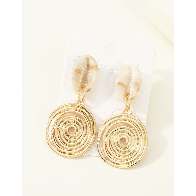 LRC Anting Tusuk Fashion Shell Gold Alloy Natural Shell Earrings F58403