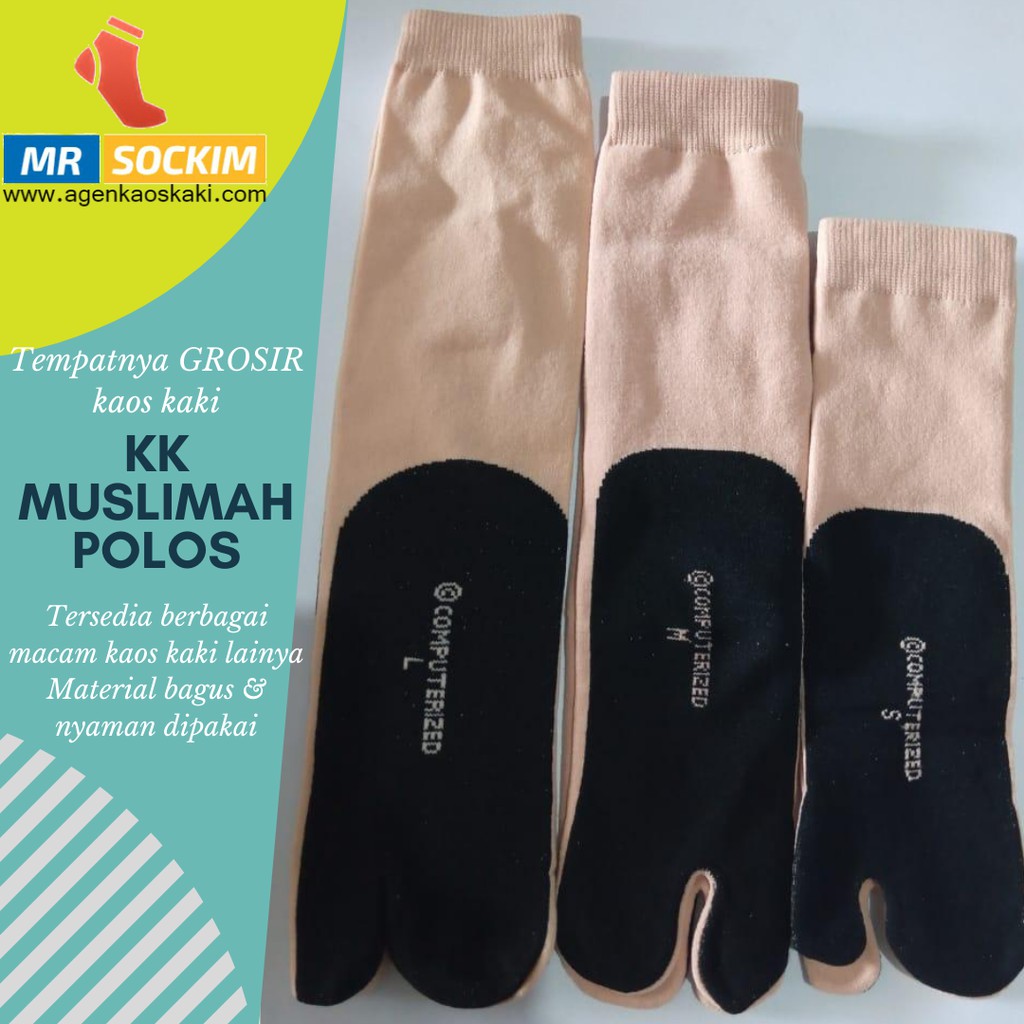 Kaos kaki Muslimah Jempol Polos bahan Nylon Spandek Pendek Panjang