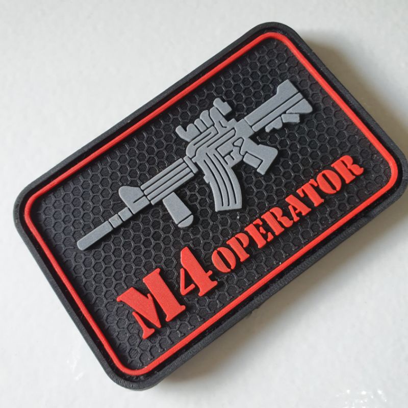 PATCH RUBBER LOGO SNIPER M4 OPERATOS DASAR HITAM/TEMPELA EMBLEM KARET VELCRO