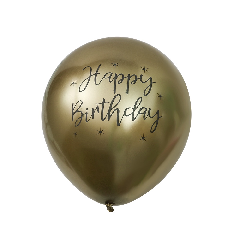 12 inches Happy Birthday Metallic Chrome Balloon / Thick Gold Silver Latex Balloons / Helium Air Balloons for Birthday Party Decoration