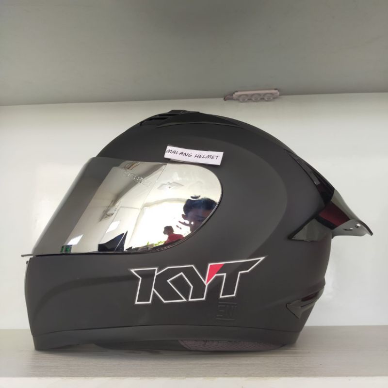 Helm KYT R10 Solid Black Doff - Paket Ganteng