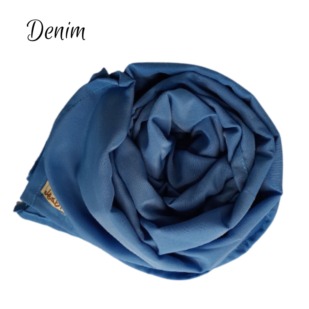 pasmina Wolfis Ukuran Panjang 200x75cm Jilbab Hijab Kerudung Pashmina jumbo premium-DENIM