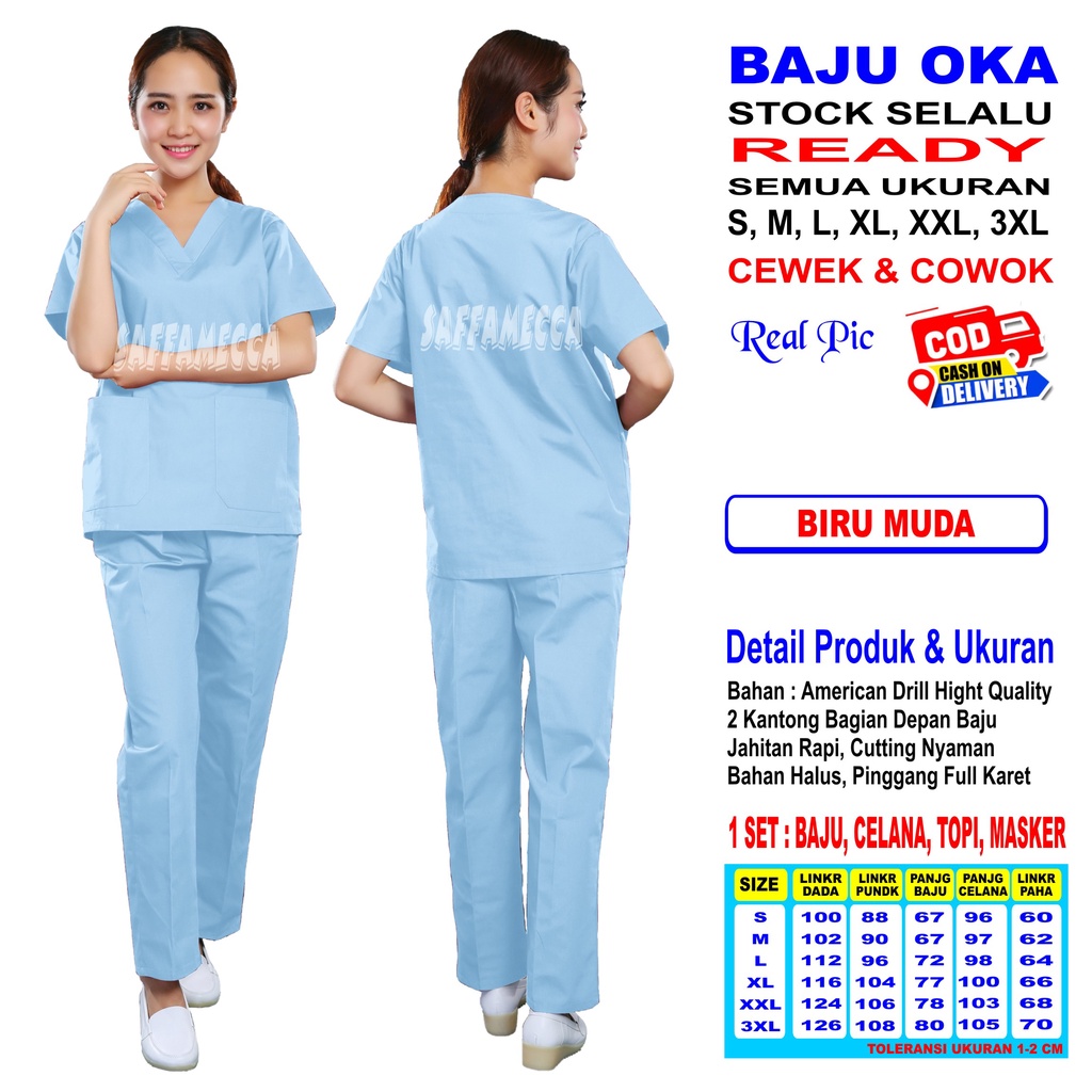 OKA   BAJU OK  BAJU OKA   BAJU PERAWAT   BAJU MEDIS LENGAN PENDEK AB READY