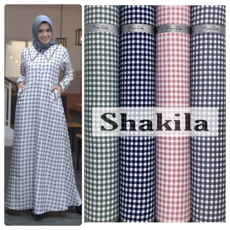 Kain Shakila Premium Motif Kotak harga setengah meter