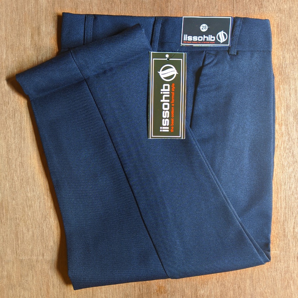 CELANA BAHAN | KERJA | FORMAL | KANTOR | PANJANG | HITAM | DASAR PRIA SLIMFIT _-