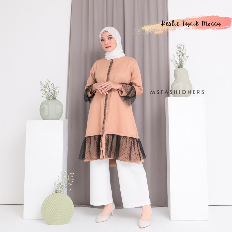 Keslie Tunik Busui 4 Warna/ baju wanita kekinian/ atasan/ kulot/ celana scuba/ celana panjang/ tunik