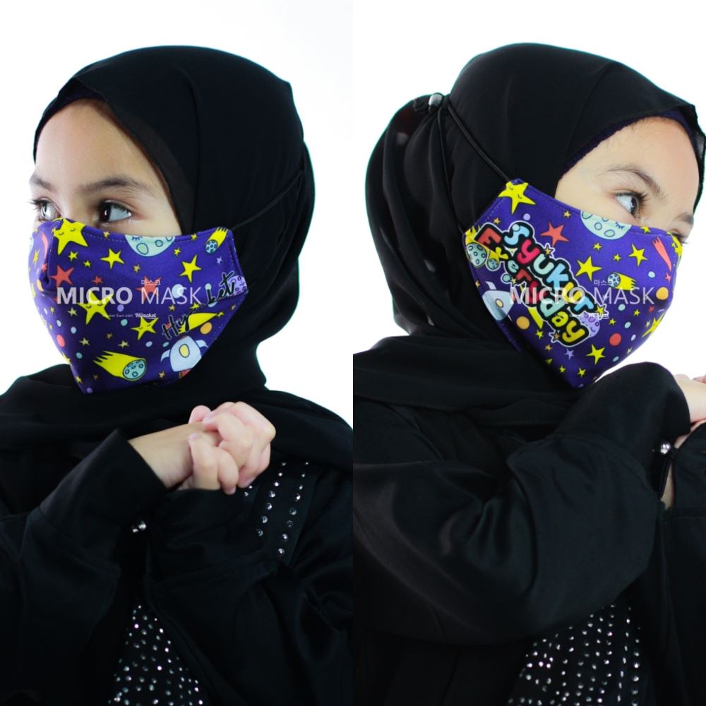Hijacket Masker Kain Anak Perempuan Laki-Laki Headloop Tali Karet Elastis Hijaket Mask Motif 02-5
