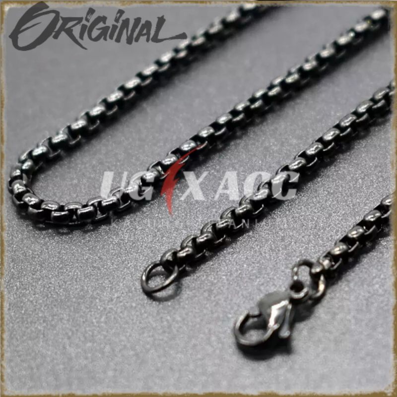 Kalung Rantai MCI Titanium Pria Anti Karat Wanita Hitam Black Model Rolo Kalung Monel Anti Karat Pri