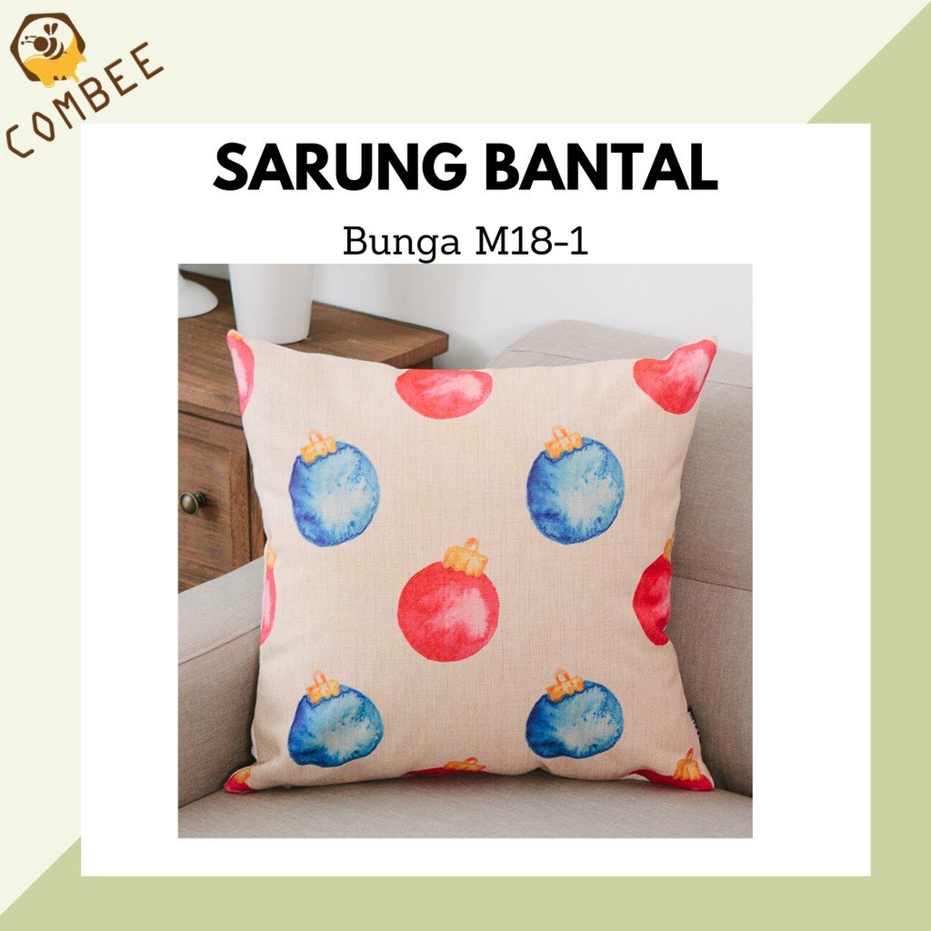 Pillow Case / Sarung Bantal / Sarung Tutup Bantal Sofa Kain Cotton Linen Bunga M18