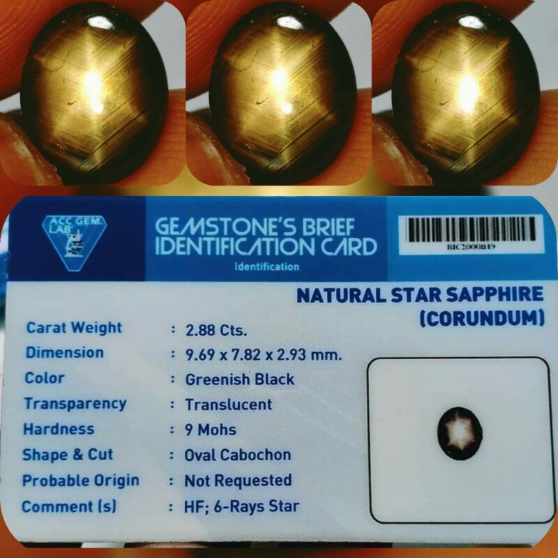 natural black star sapphire bangsing include memo