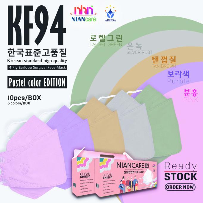 Masker Medis Niancare 4Ply KF94 -Evo Sensi Convex KN95 Pokana - Pastel5COLOUR