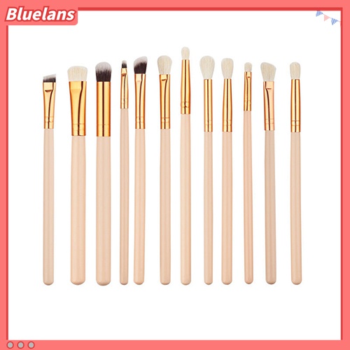(In Stock) Kacamata Hitam Lensa Warna Warni ♡12pcs / Set Brush Kosmetik / Makeup Bulu Wol Gagang Kayu Untuk Foundation, Bedak, Eyeshadow, Eyeliner