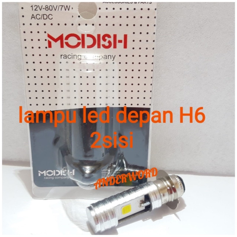 lampu motor led depan H6 ,2SISI  cahaya putih  AC/DC buat motor bebek ,mio,vario/beat jup mx old universal
