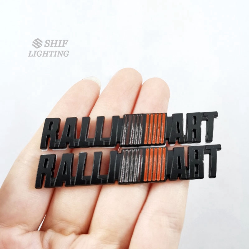 2pcs Stiker Emblem Logo RALLIART Bahan Metal Untuk Dekorasi Mobil Mitsubishi