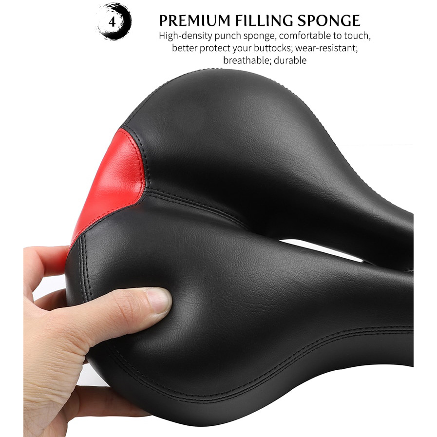 WEST BIKING Sadel Sepeda Bike Saddle Leather Model Spring - HITAM