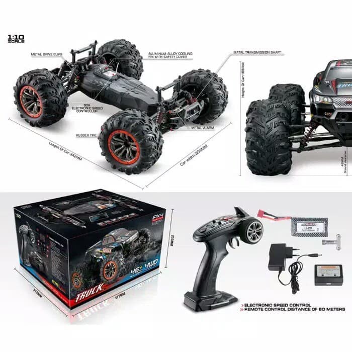 Rc Xinlehong Xlh 9125 Mobil Truck Monster Ban Besar Anti Air 1:10 4Wd Aa22393