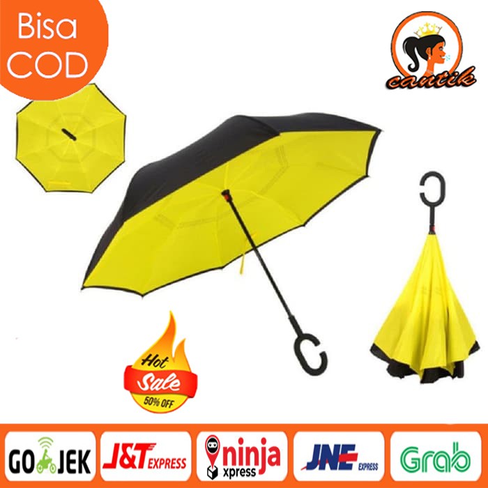 PAYUNG TERBALIK / REVERSE UMBRELLA GAGANG C KAZBRELLA 2ND GEN PINK