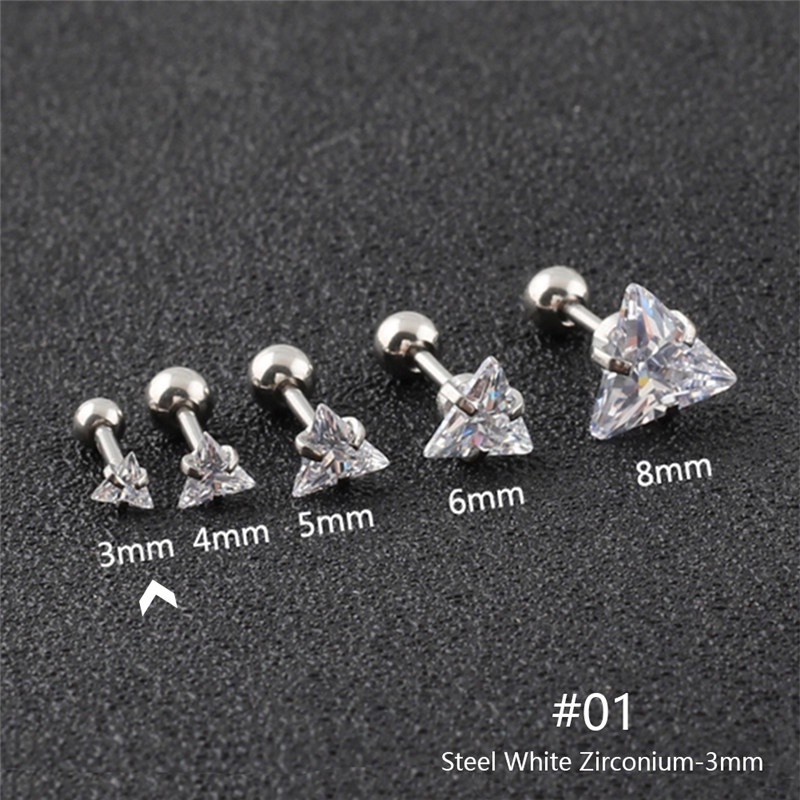 TK Fashion Zircon Stainless Steel Love Earrings Cartilage Ear Stud Crystal Heart Earrings Piercing Jewelry