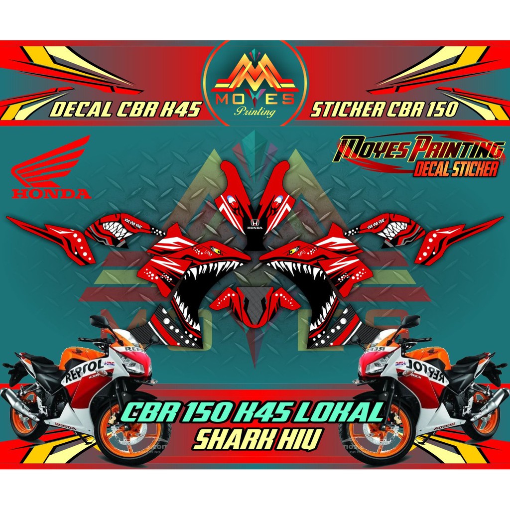 Decal Cbr 150 K45 Warna Merah Decal Cbr150 K45 Decal Motor Cbr150 K45 Decal Stiker Cbr150 K45 SPEC B Shopee Indonesia