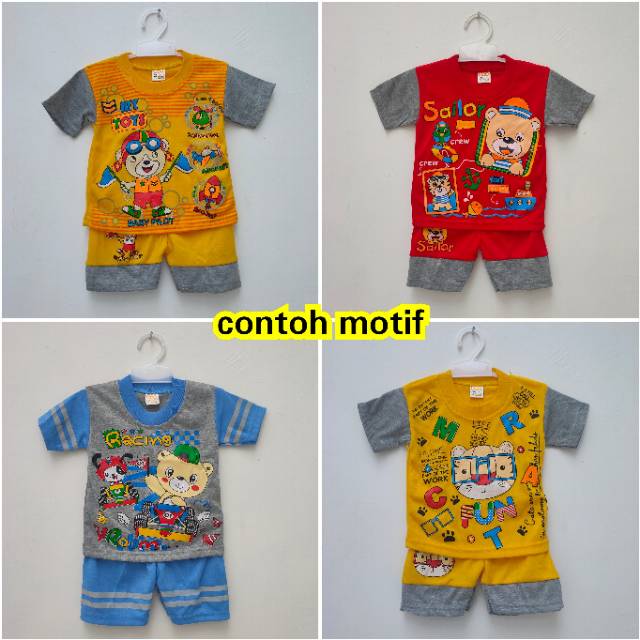 Setelan baju celana pendek semi jeans BOO TUA anak bayi