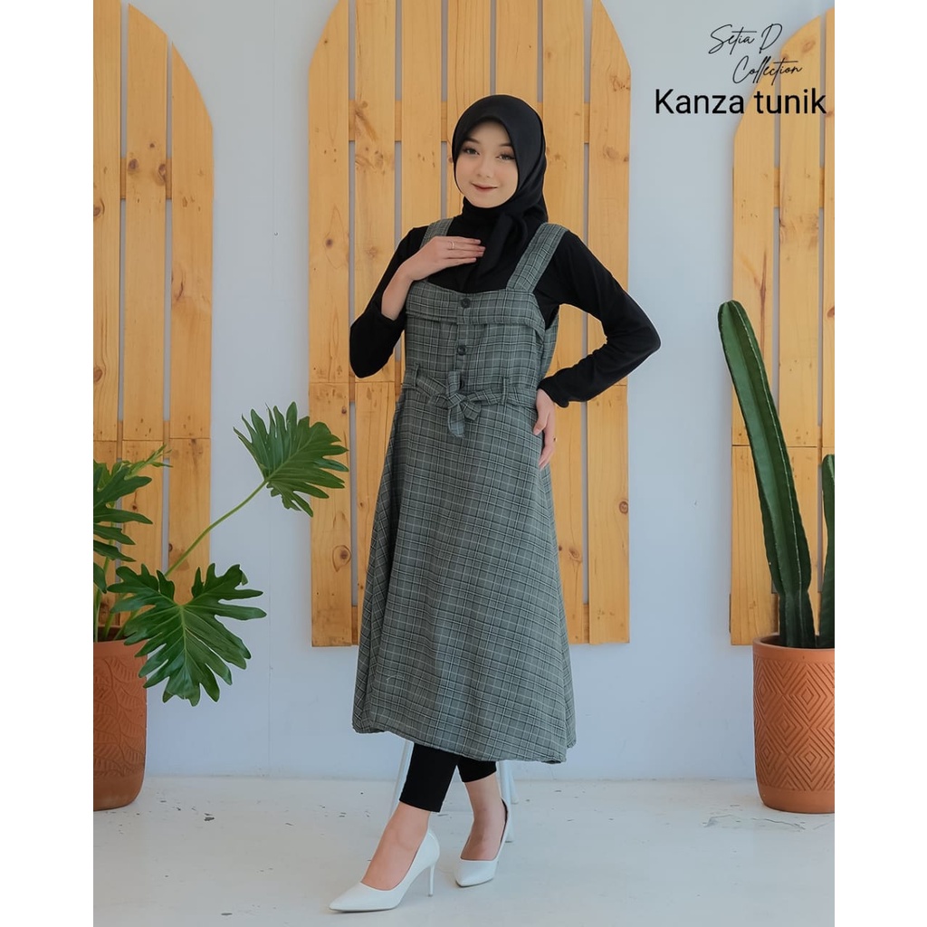 DRESS KHANZA OVERALL kotak / HANDAYANI / MOULY  ootd selebgram remaja busana wanita muslim fashion free inner OVERALL dress remaja baju muslim anak tanggung outer terbaru lebaran ecer grosir reseller dropshiper manset