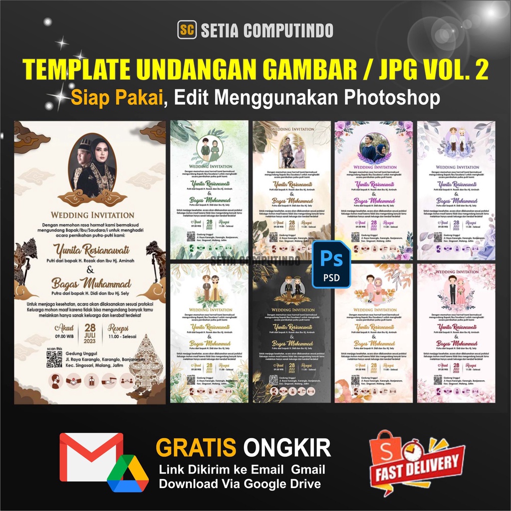 Template Undangan Digital Wedding atau Pernikahan Statis Tema Adat Rustic Aesthetic Gambar JPG Forma