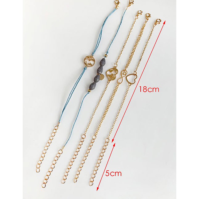 LRC Gelang Tangan Fashion Gold Alloy Resin Earth Love Bracelet Set F75028