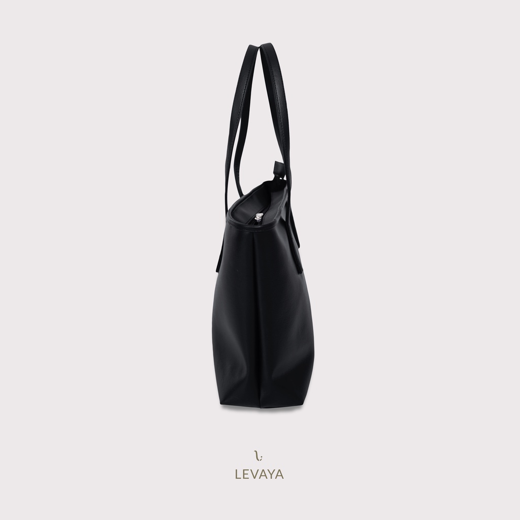 LEVAYA Liscio Totebag Zipper - Black - Tas Wanita