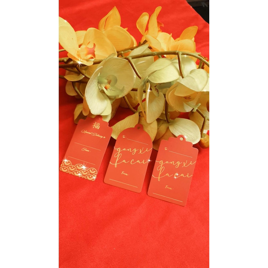 

10 PCS HANGTAG CNY IMLEK WARNA MERAH FOI GOLD