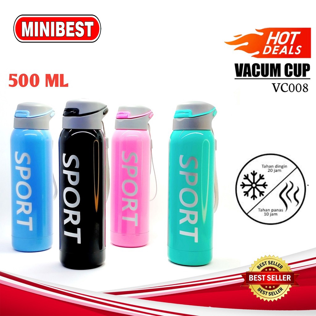 Termos Botol Minum bicycle Sporty Tahan panas/dingin Vacuum Flask 500ml VC008