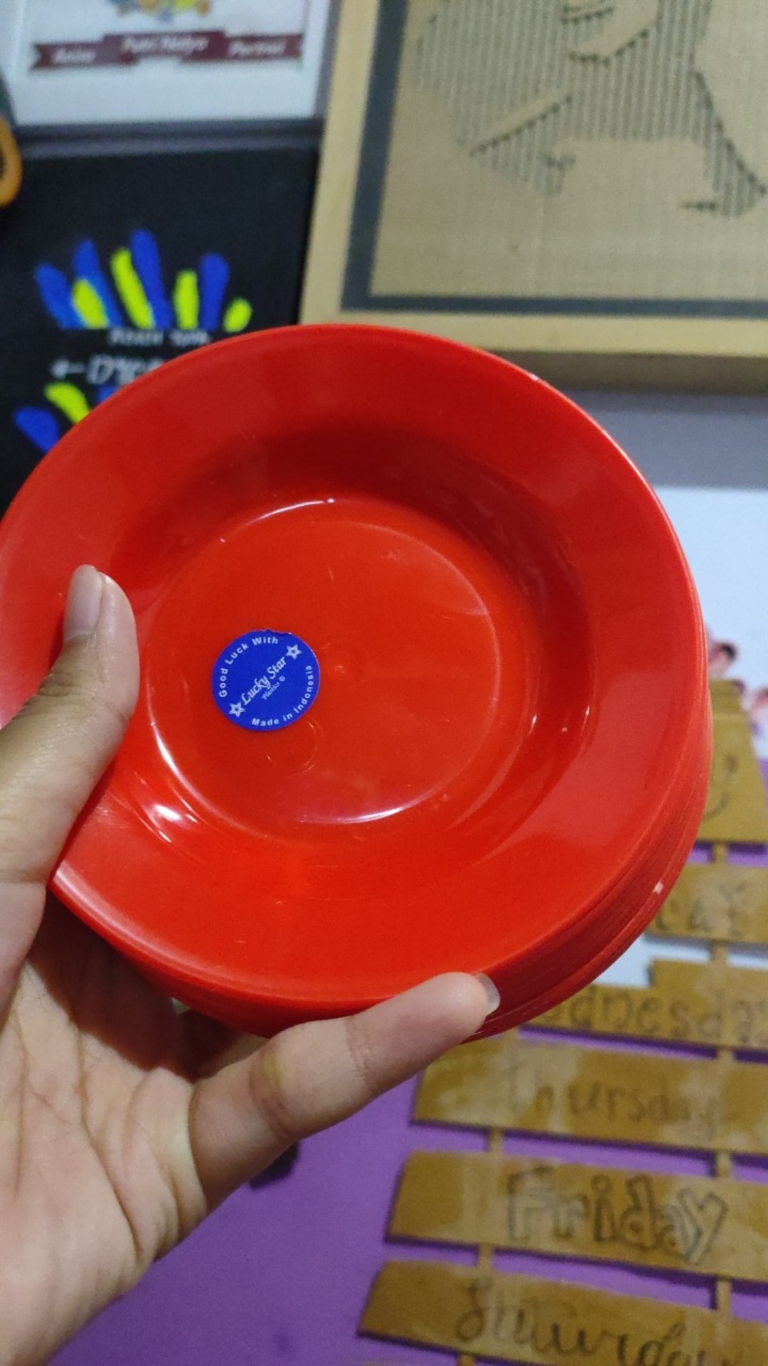 Piring Lepek 5inch  Plastik Lucky Star Warna Warni  925 ( Per Lusin)